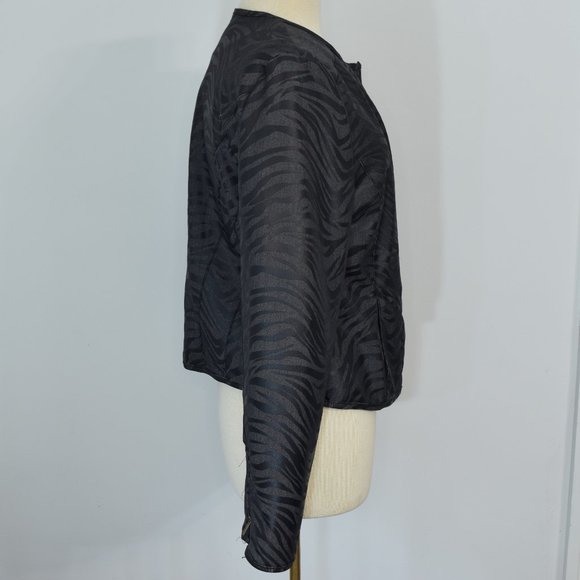 Kenneth Cole Blk Zebra Moto Stretch Denim Jacket L - Picture 6 of 13